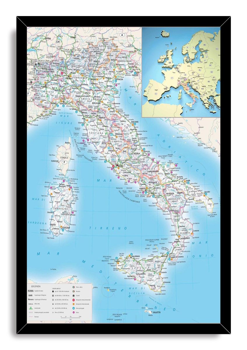 Italy Road Map Decorative Painting (paper and canvas) art poster printing print