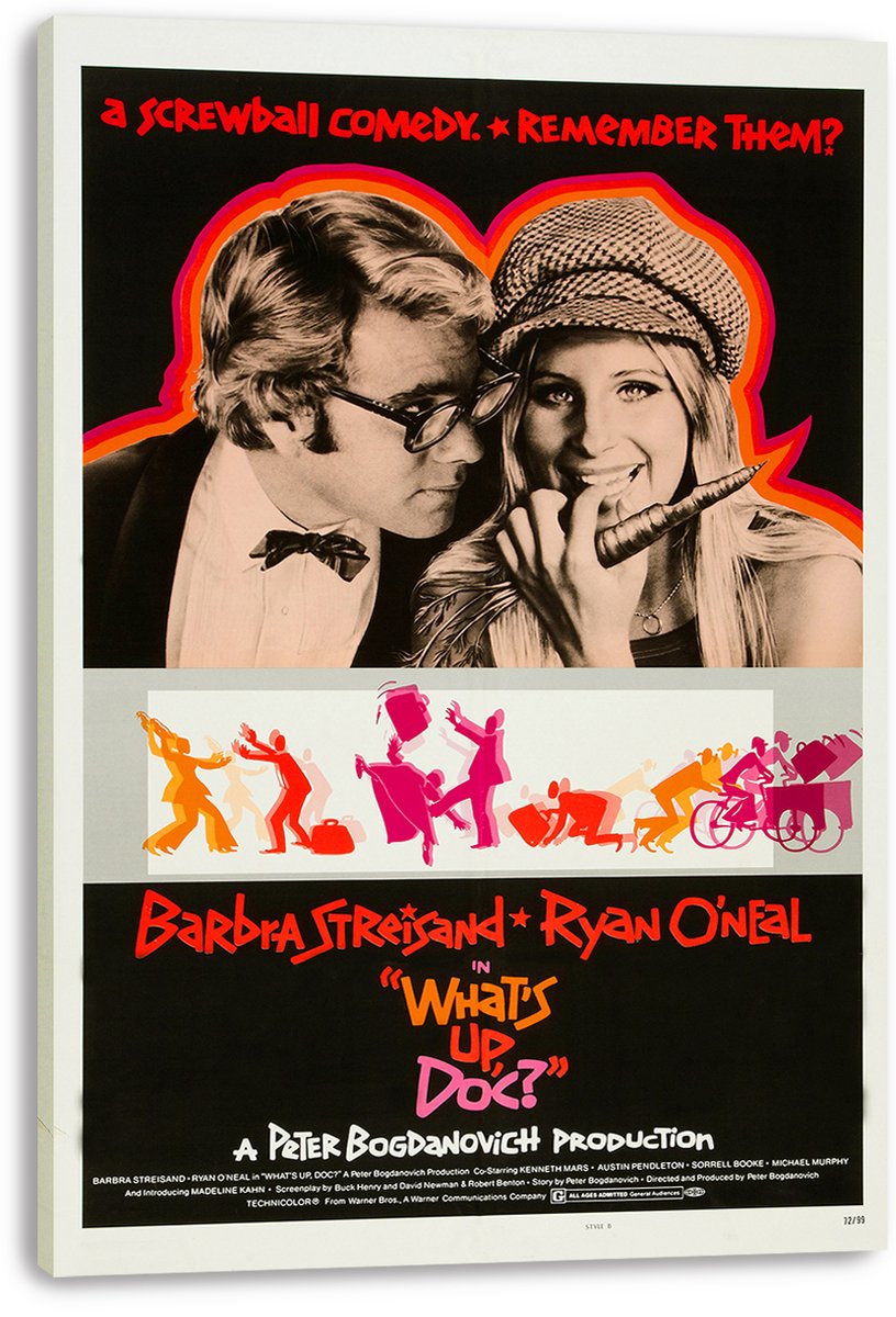 What's Up Doc? Barbra Streisand Ryan O'Neal Movie Poster Decorative Painting (paper and canvas) art poster printing print