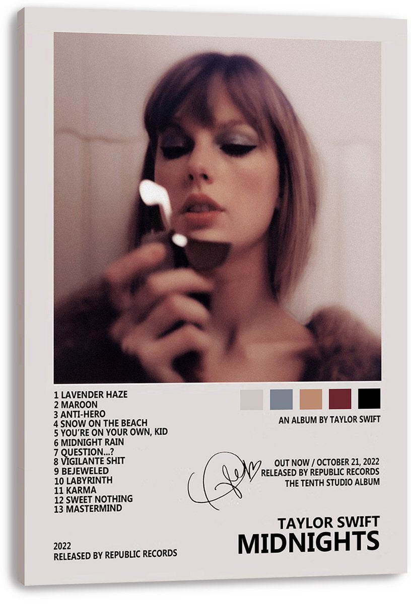 Taylor Swift "Midnights" Album Art Decorative Painting (paper and canvas) art poster printing print
