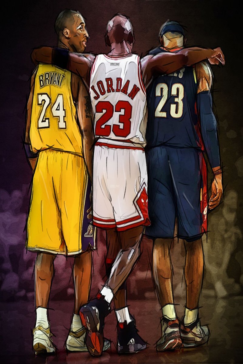 Basketball GOATs Trio (Kobe Bryant, Michael Jordan, LeBron James) Decorative Painting (paper and canvas) art poster printing print