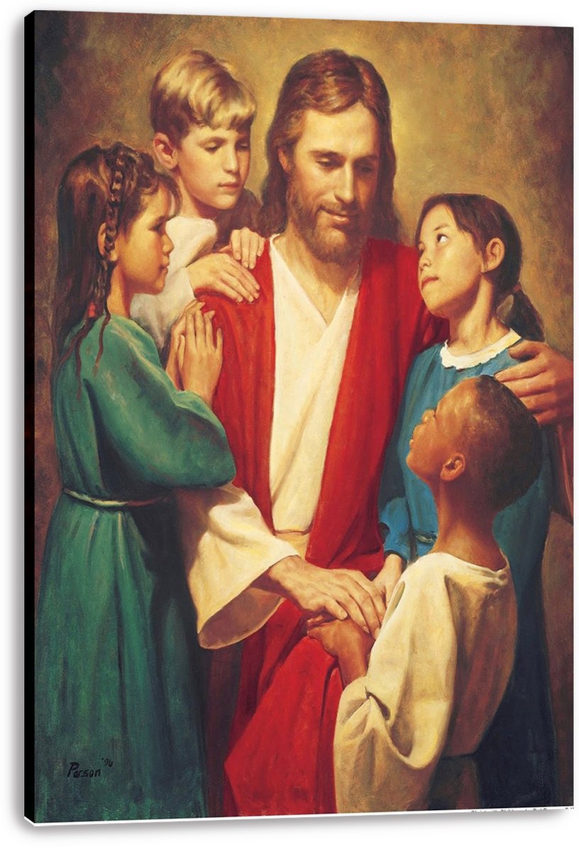 Jesus with Children Decorative Painting (paper and canvas) art poster printing print