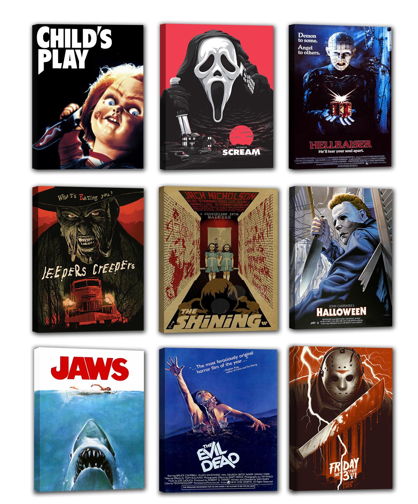 9Pcs Horror Classic Movie Characters Poster Set (paper and canvas) art poster printing print