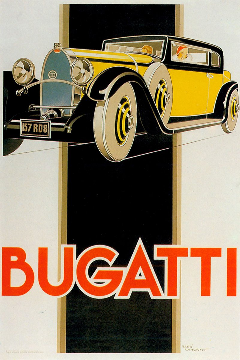 Bugatti Car Art Deco Decorative Painting (paper and canvas) art poster printing print