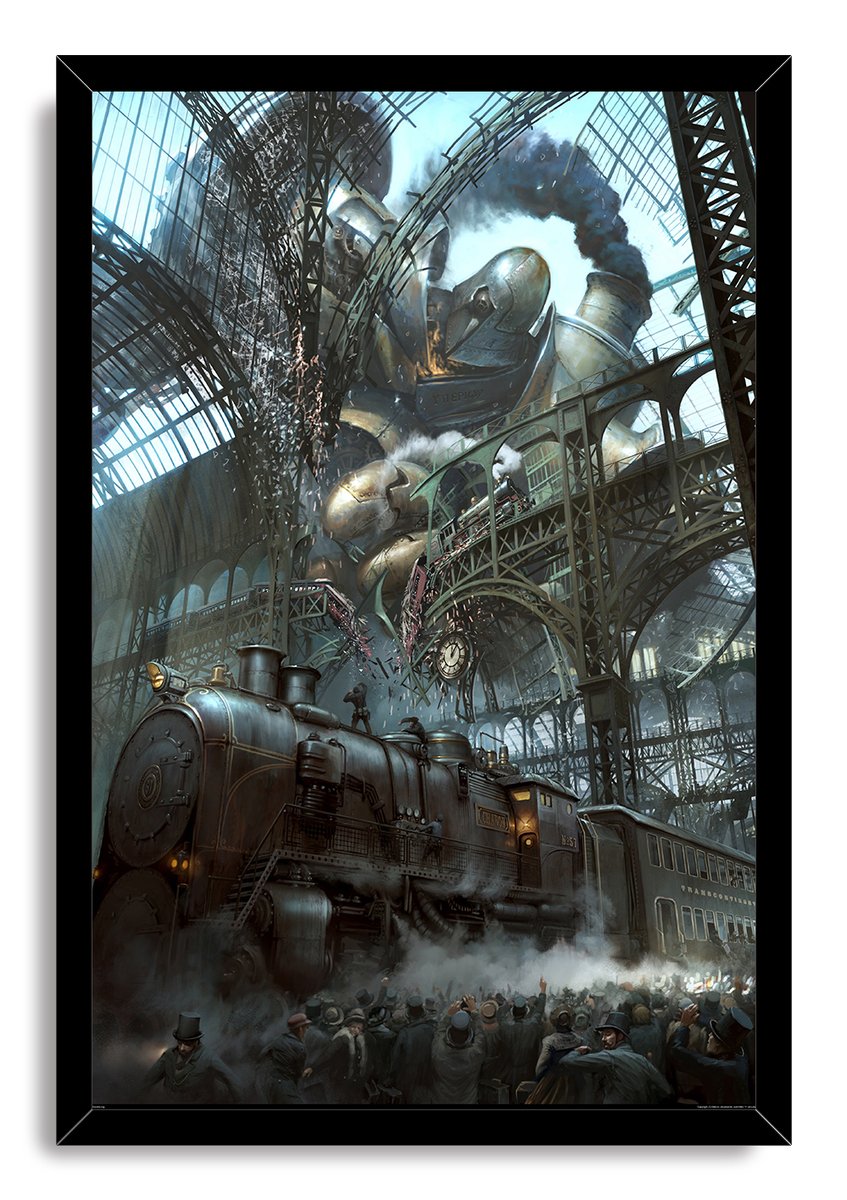 Giant Steampunk Robot Train Station Decorative Painting (paper and canvas) art poster printing print