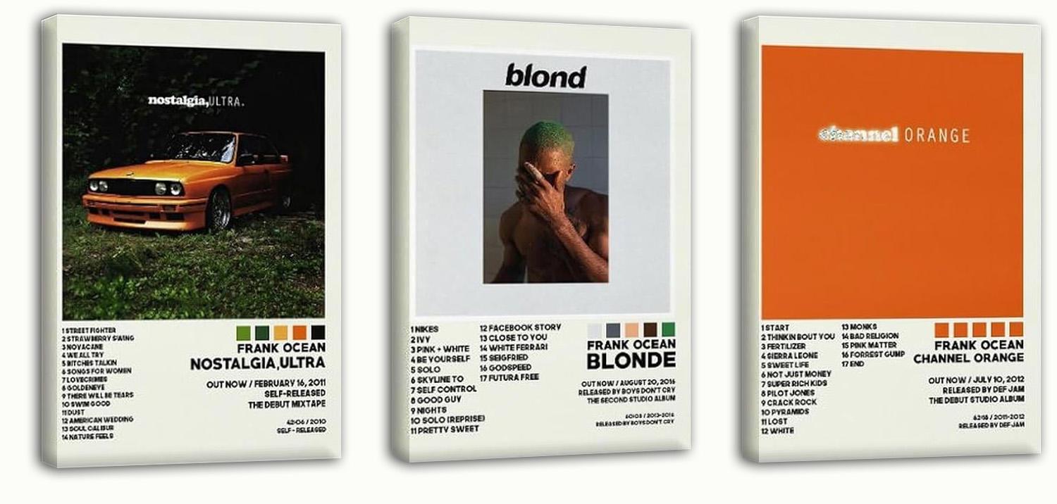 Frank ocean Poster NOSTALGIA ULTRA Album 3 Piece Set (Paper and Canvas) Art Poster Printing Print