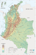 Colombia Physical-Political Map Decorative Painting (paper and canvas) art poster printing print