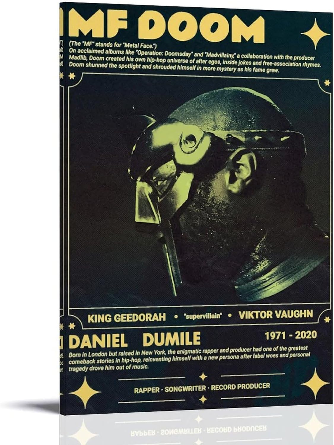 MF DOOM Poster Music for Room Aesthetic (Paper and Canvas) Art Poster Printing Print
