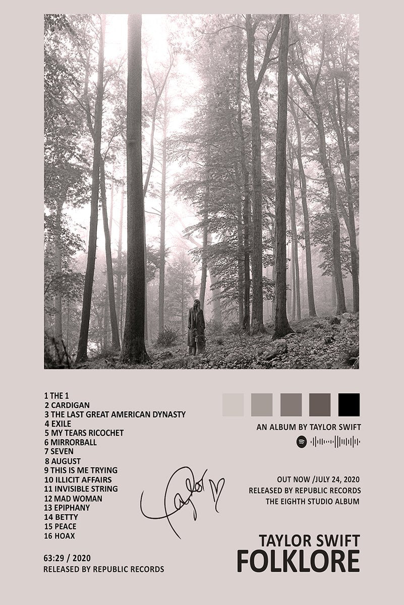 Taylor Swift Folklore Album Cover Decorative Painting (paper and canvas) art poster printing print