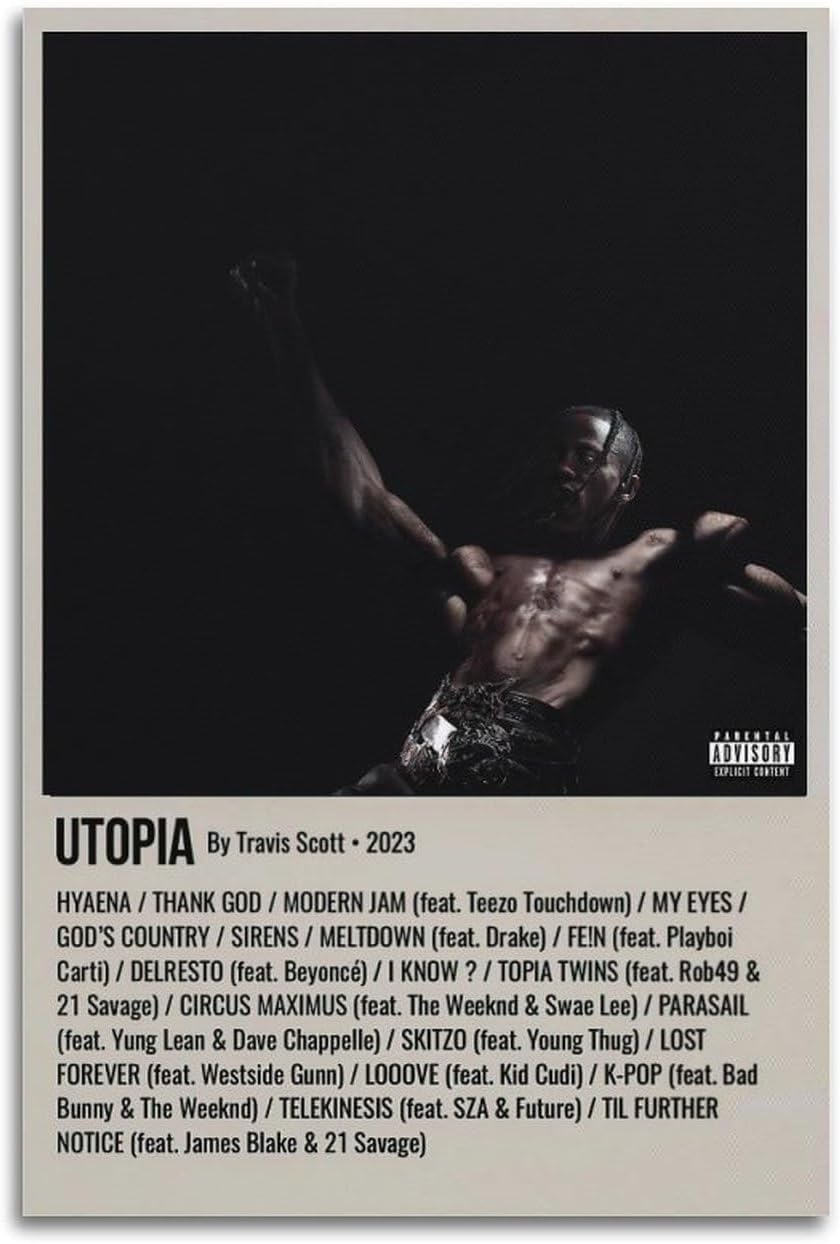 Travis Scott Utopia Album Cover Poster Wall Art Print (Paper and Canvas) Art Poster Printing Print