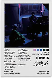 Lil Peep Poster Guts Album Diamonds for Room (Paper and Canvas) Art Poster Printing Print