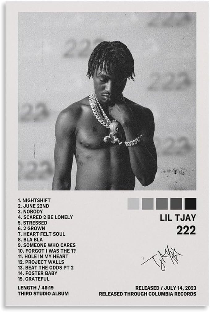 Lil Tjay Poster 222 Album Cover Poster (Paper and Canvas) Art Poster Printing Print