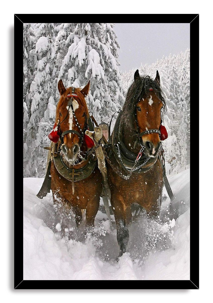 Winter Horses Sleigh Ride Decorative Painting (paper and canvas) art poster printing print