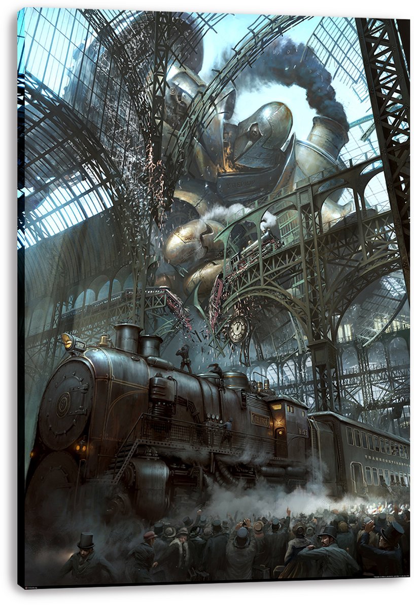 Giant Steampunk Robot Train Station Decorative Painting (paper and canvas) art poster printing print