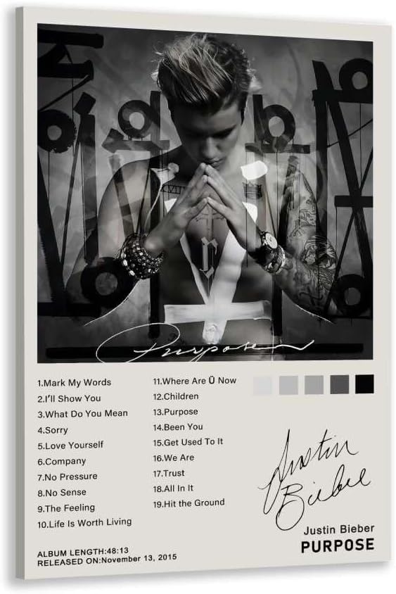 Purpose Albums Justin Bieber Posters Music (Paper and Canvas) Art Poster Printing Print