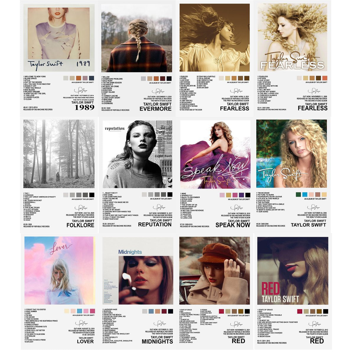 Taylor Swift Album Collection Decorative Painting (paper and canvas) art poster printing print