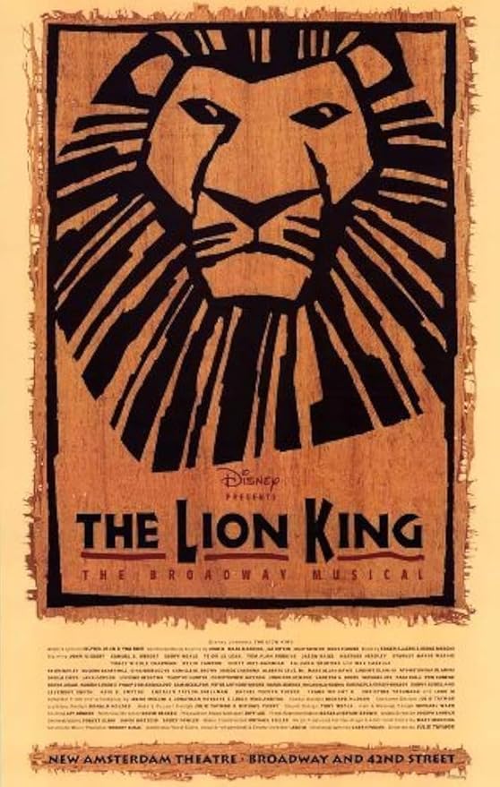 The Lion King The Broadway Musical Poster Broadway Theater Play (Paper and Canvas) Art Poster Printing Print