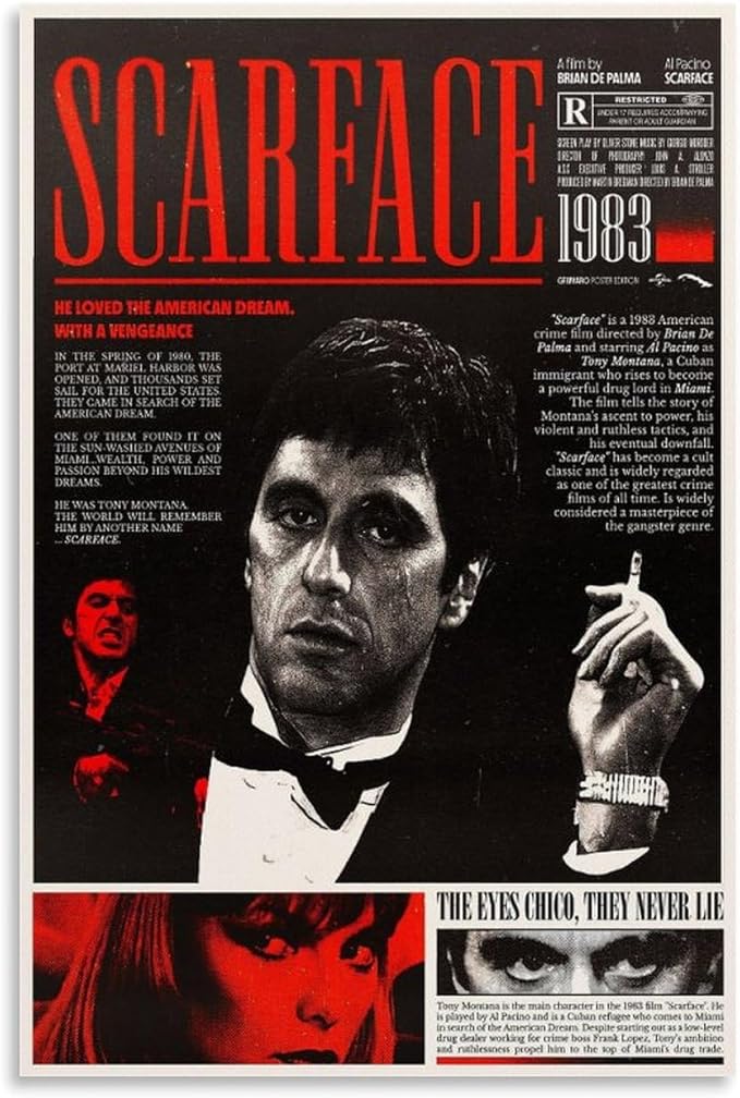 Scarface Movie Poster (Paper and Canvas) Art Poster Printing Print