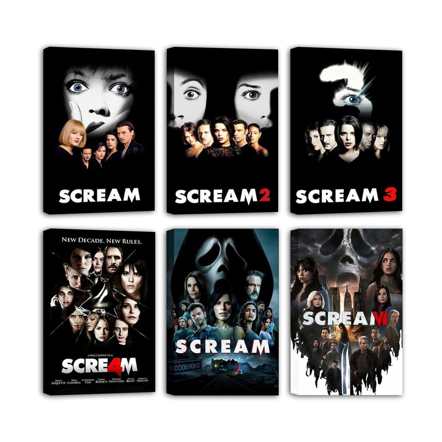 Scream Set of 6 Vintage Horror Movie Poster (paper and canvas) art poster printing print