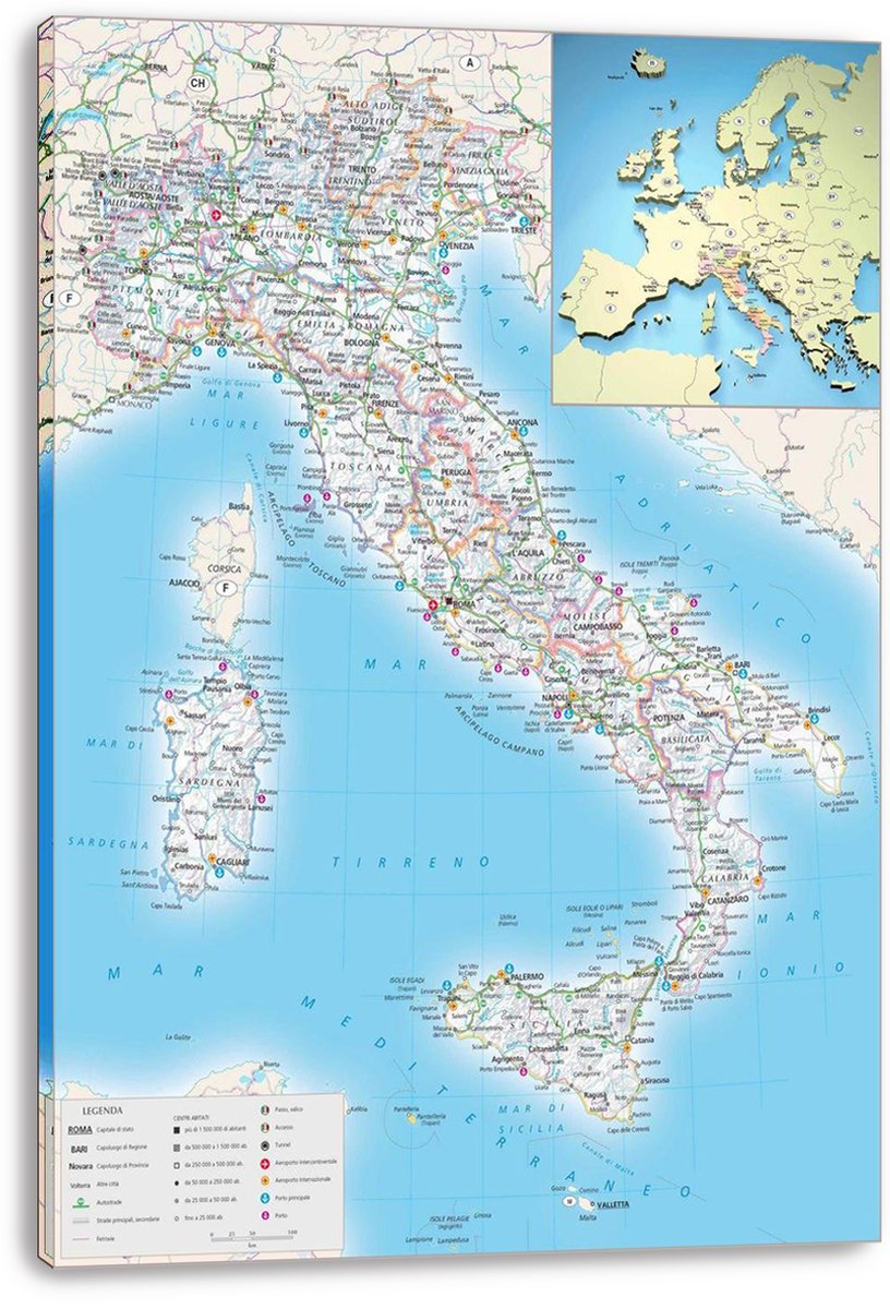Italy Road Map Decorative Painting (paper and canvas) art poster printing print