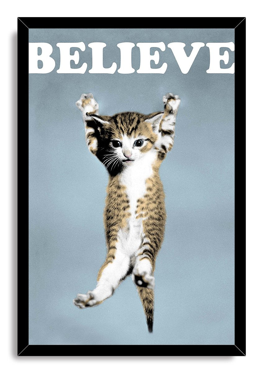 Hanging Kitten BELIEVE Decorative Painting (paper and canvas) art poster printing print