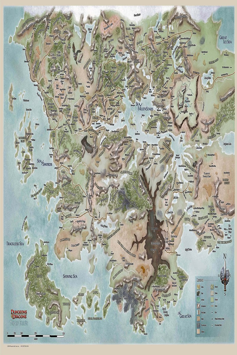 Dungeons & Dragons Faerûn Map Decorative Painting (paper and canvas) art poster printing print
