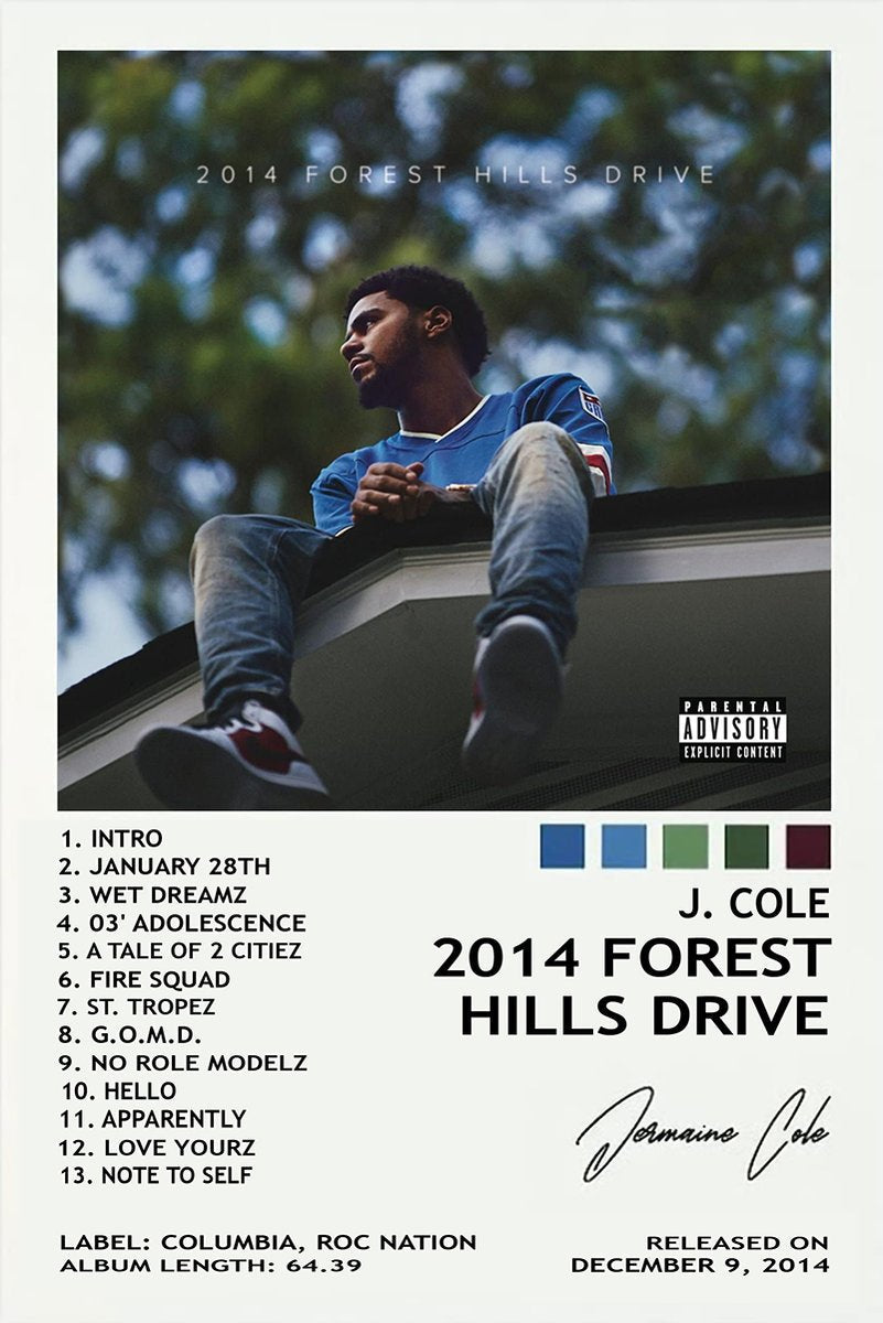 J. Cole 2014 Forest Hills Drive Album Cover Decorative Painting (paper and canvas) art poster printing print