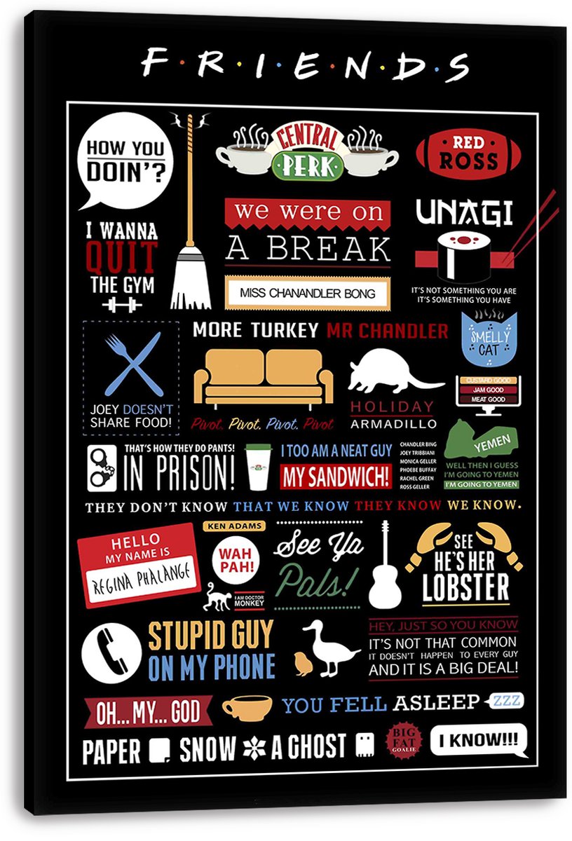 Friends TV Show Iconic Quotes and Symbols Decorative Painting (paper and canvas) art poster printing print