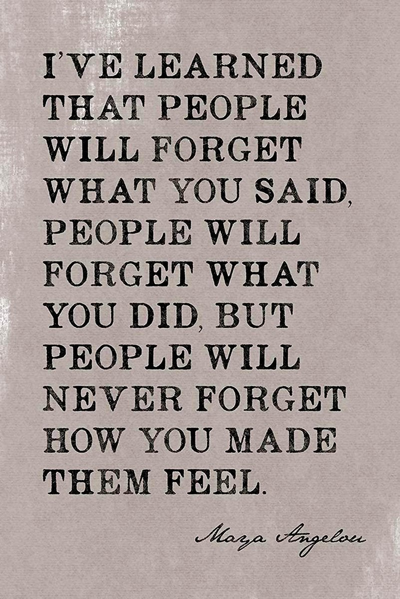 Maya Angelou Inspirational Quote 'How You Made Them Feel' Decorative Painting (paper and canvas) art poster printing print