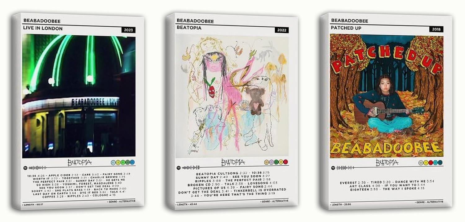 Album Posters Beabadoobee Beatopia Aesthetics 3 Piece Set (Paper and Canvas) Art Poster Printing Print