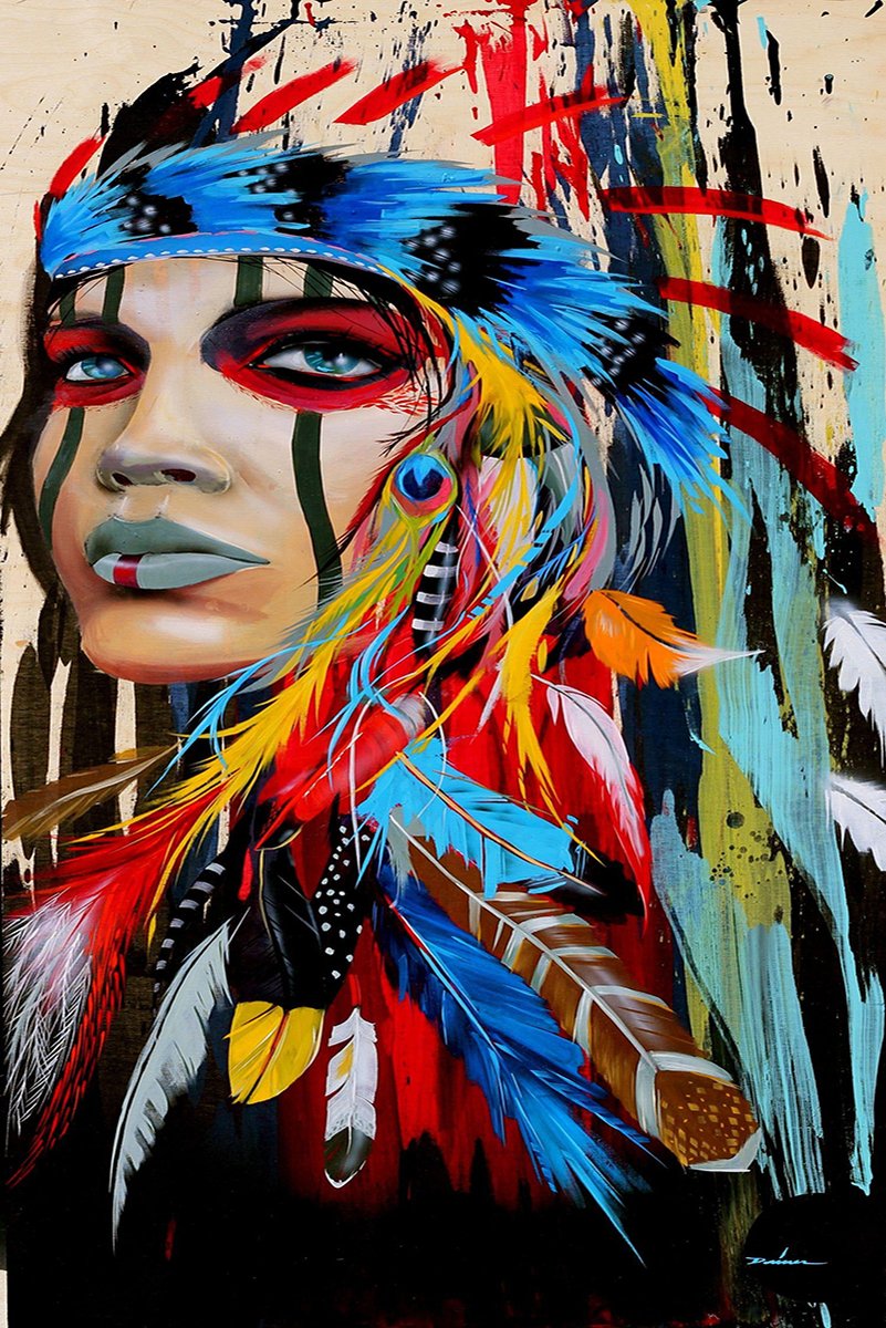 Modern Tribal Woman Portrait Decorative Painting (paper and canvas) art poster printing print