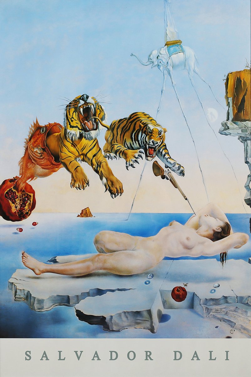 Salvador Dalí Surreal Dream Tigers Nude Decorative Painting (paper and canvas) art poster printing print