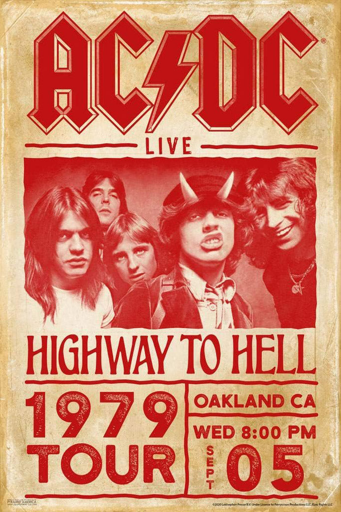 AC/DC Highway to Hell Retro Rock Music (Paper and Canvas) Art Poster Printing Print