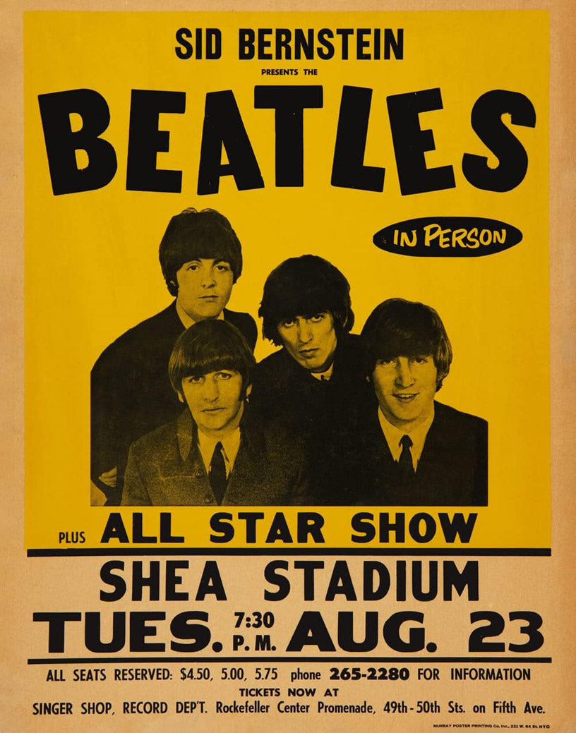The Beatles 1966 Shea Stadium NYC Concert Music (Paper and Canvas) Art Poster Printing Print