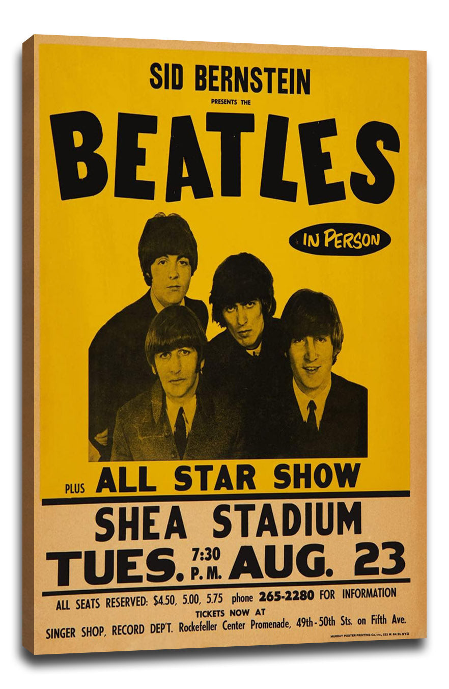 The Beatles 1966 Shea Stadium NYC Concert Music (Paper and Canvas) Art Poster Printing Print