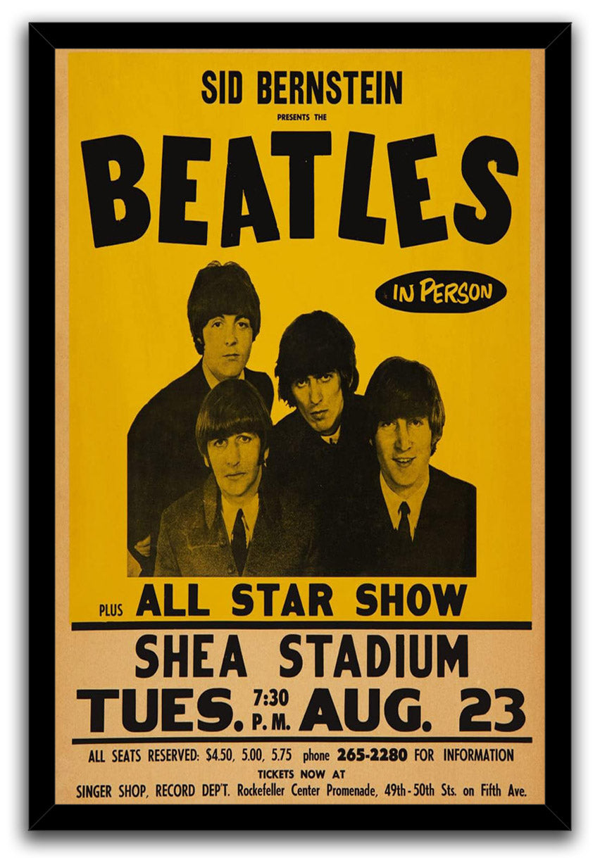 The Beatles 1966 Shea Stadium NYC Concert Music (Paper and Canvas) Art Poster Printing Print