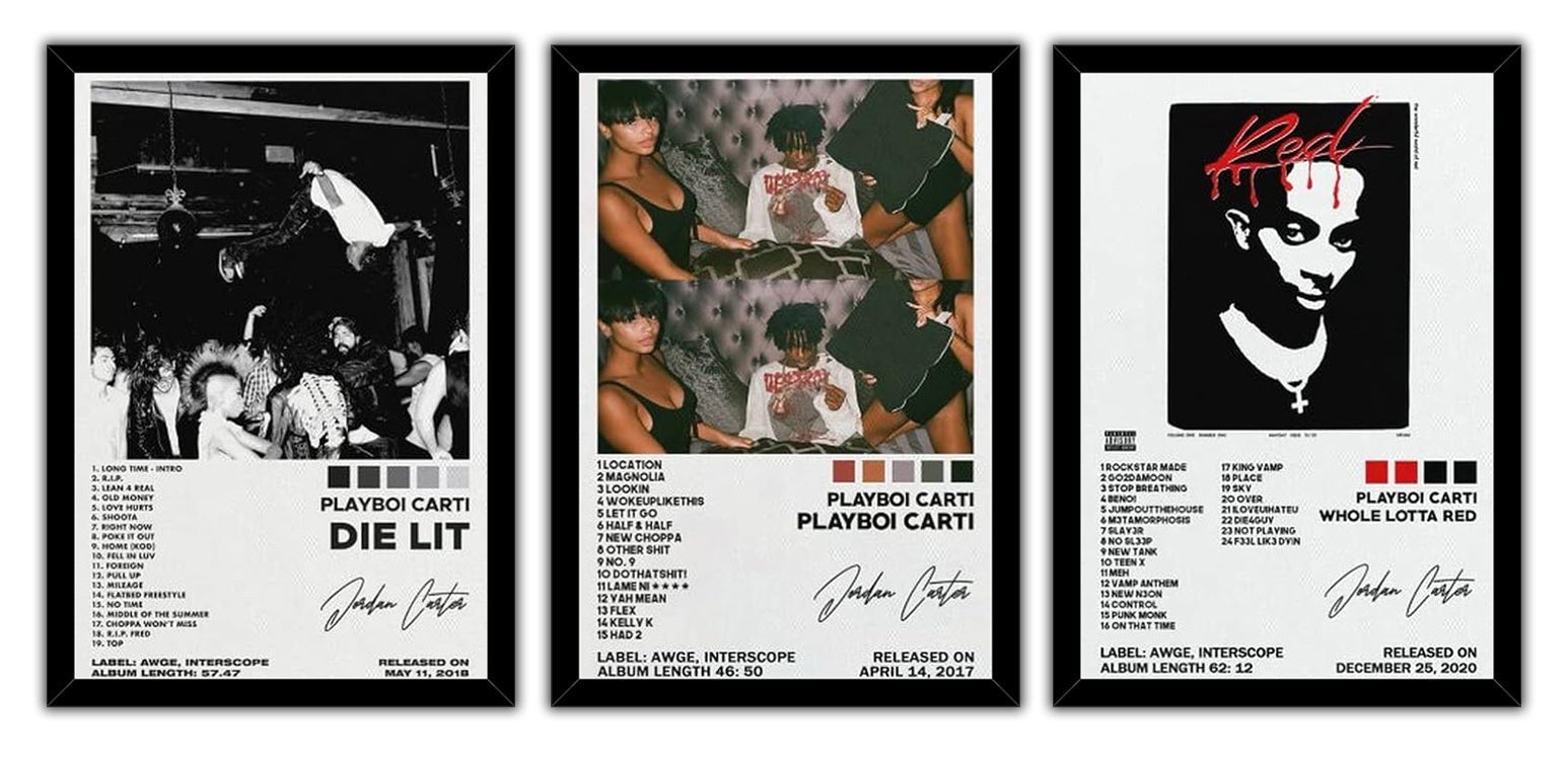 Playboi Carti Poster Album Cover Decorative Painting 3PC (paper and canvas) art poster printing print