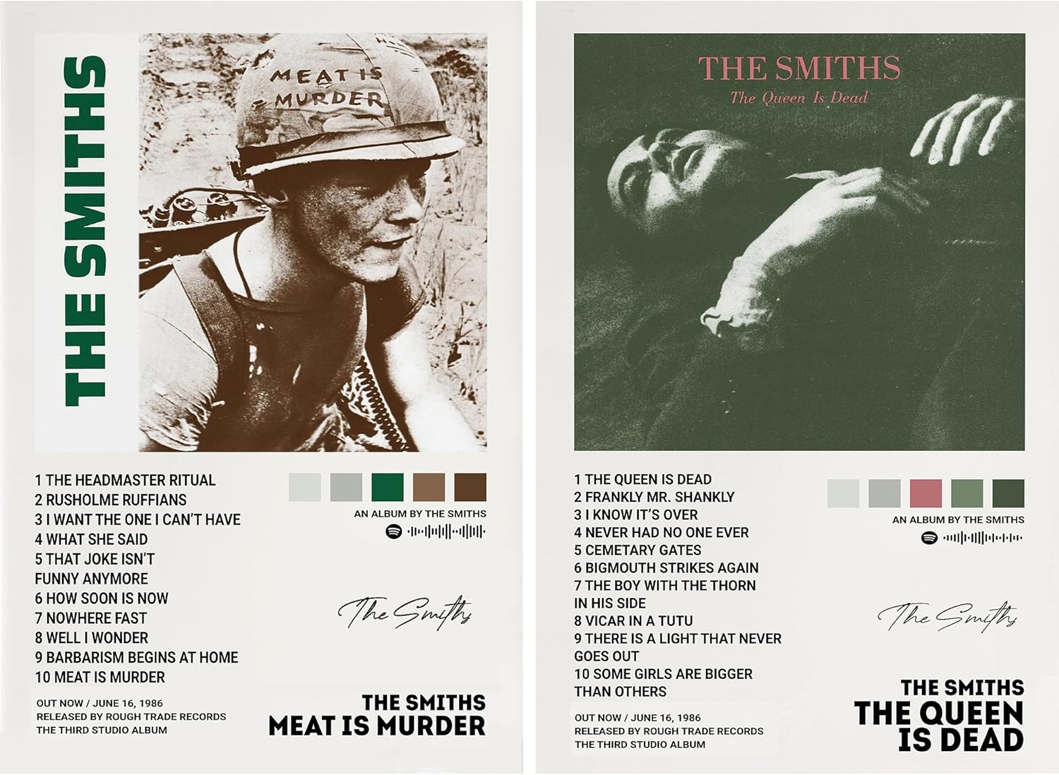 The SMITHS A Set Of 2 Music Posters (Paper and Canvas) Art Poster Printing Print
