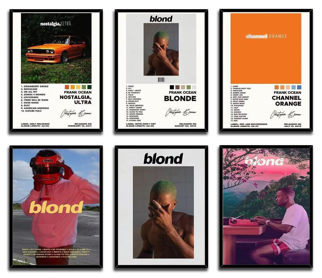 Frank Ocean Poster Set 6 Piece Nostalgia Ultra Channel Orange (Paper and Canvas) Art Poster Printing Print