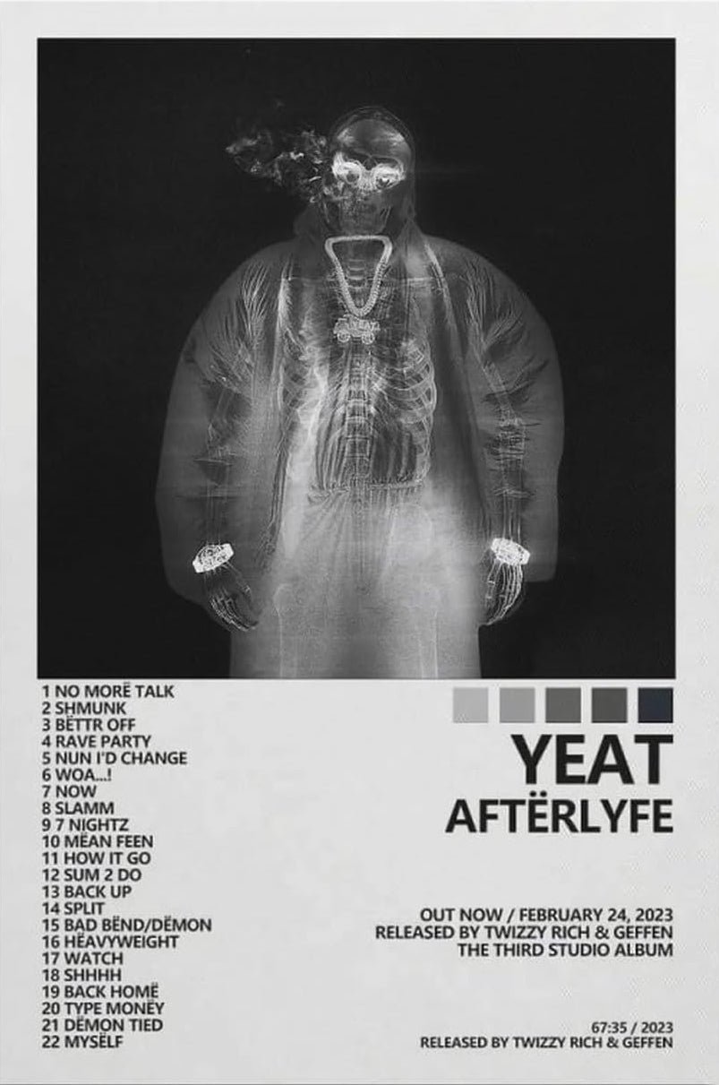Yeat Aftr Lyfe Music Album Poster Yeat (Paper and Canvas) Art Poster Printing Print
