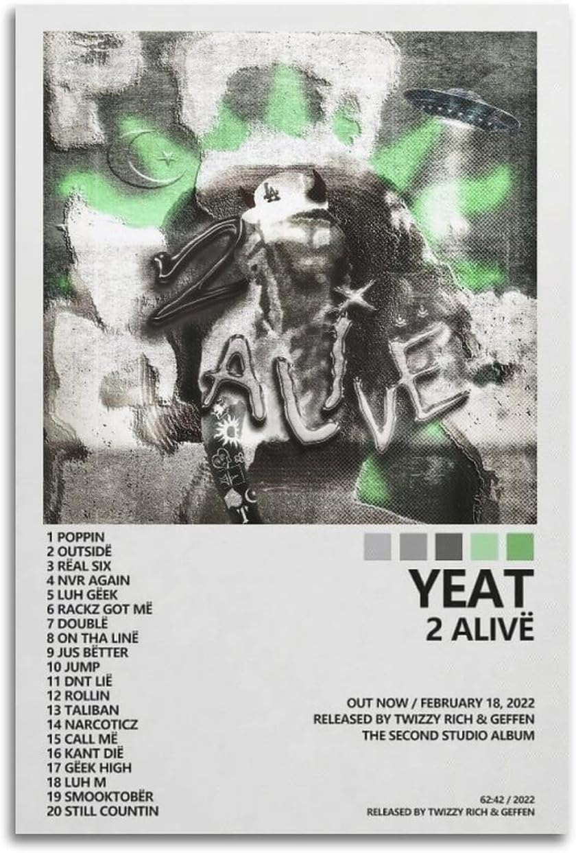 Yeat Poster 2 Alive Album Poster (paper and canvas) art poster printing print