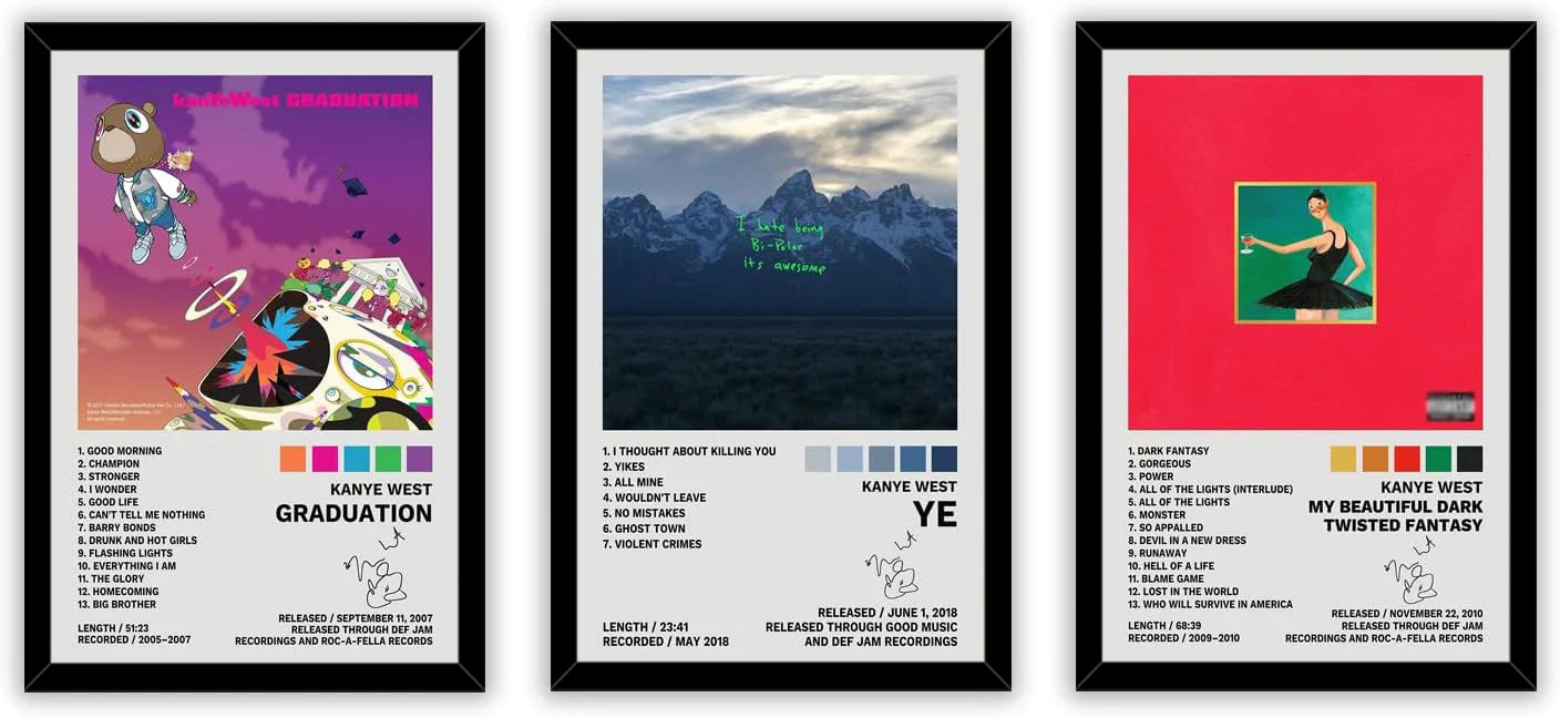 Kanye West Poster A Set of 3 Album Decorative Painting (paper and canvas) art poster printing print