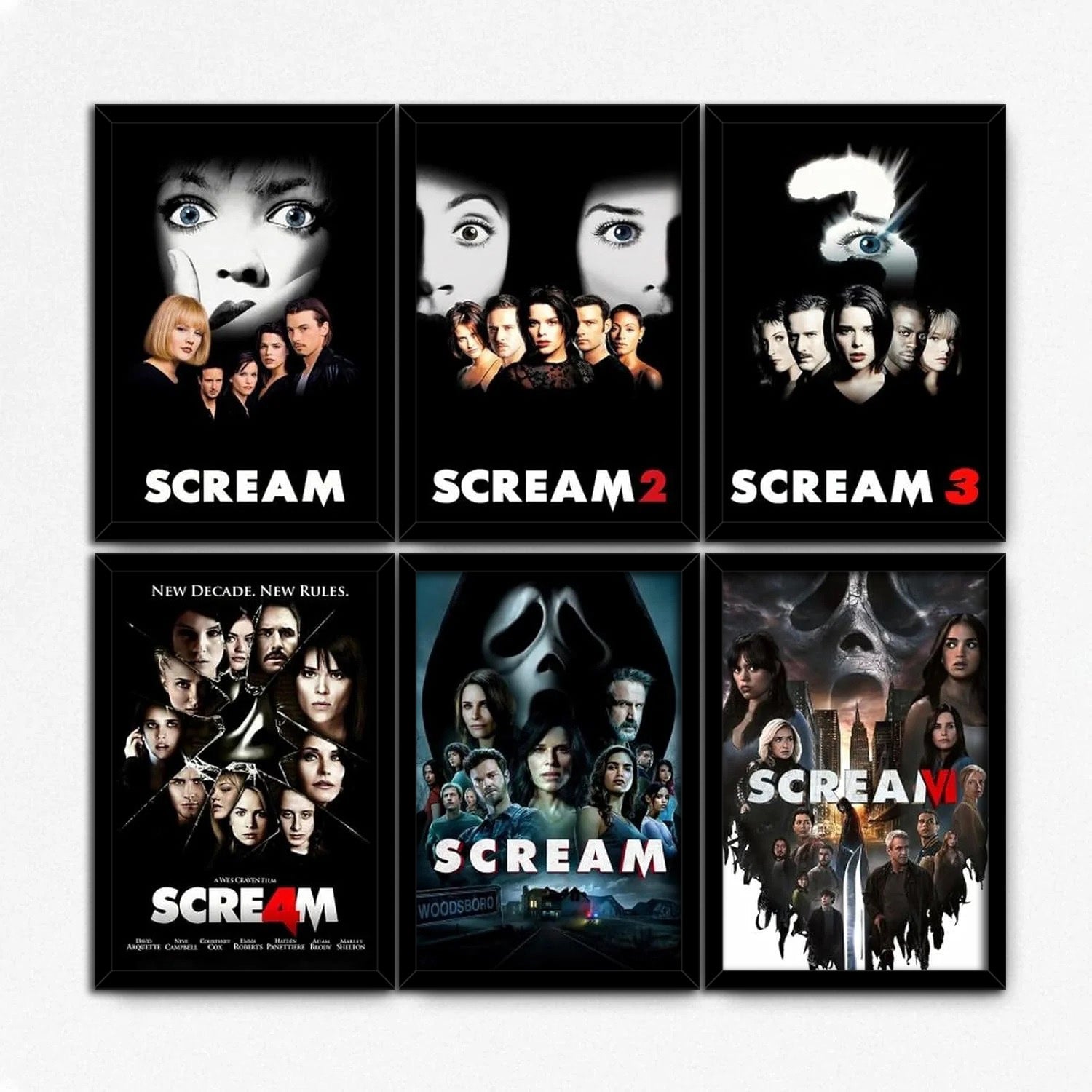 Scream Set of 6 Vintage Horror Movie Poster (paper and canvas) art poster printing print
