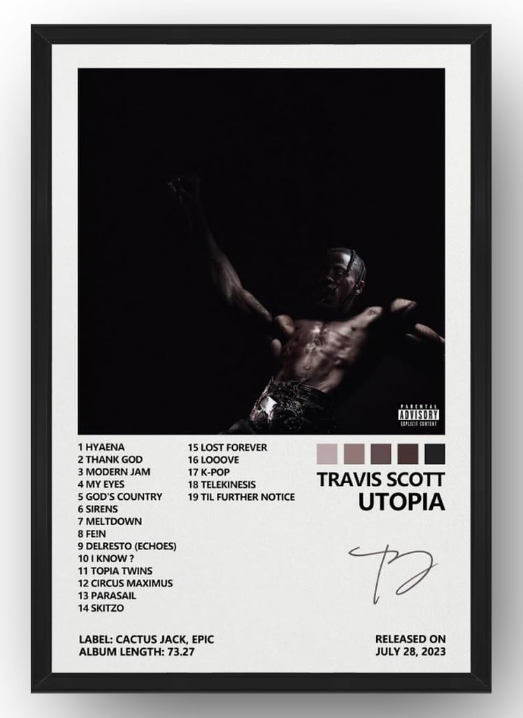 Travis Scott Poster Utopia Album Cover for Bedroom (Paper and Canvas) Art Poster Printing Print