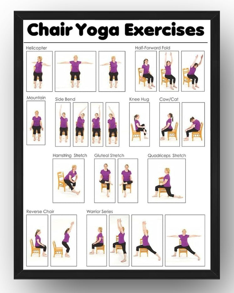 Chair Yoga Practice Poster for Seniors Yoga Room Painting Posters (Paper and Canvas) Art Poster Printing Print