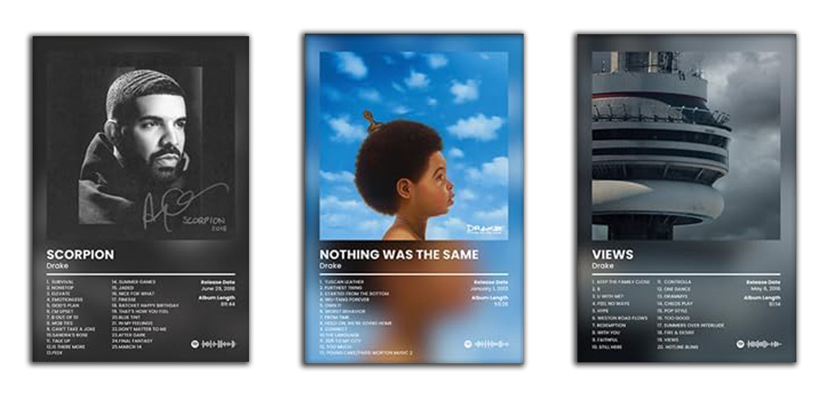 3 Piece Drake Album Cover Posters (paper and canvas) art poster printing print
