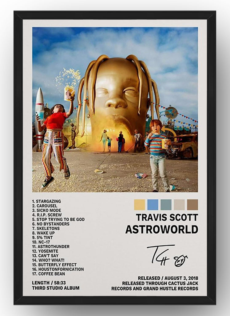 Travis Scott Poster Astroworld Album Cover for Room(Paper and Canvas) Art Poster Printing Print
