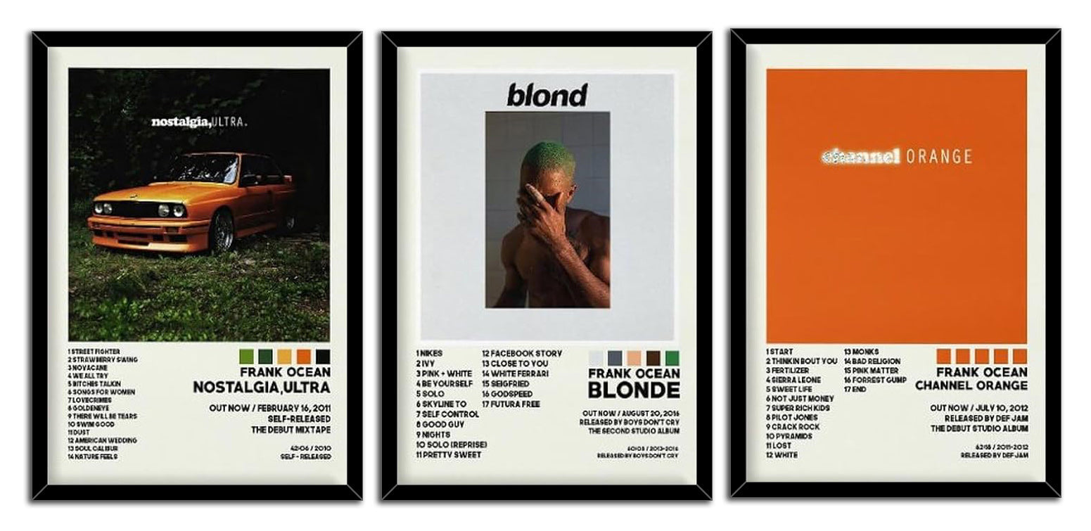 Frank ocean Poster NOSTALGIA ULTRA Album 3 Piece Set (Paper and Canvas) Art Poster Printing Print