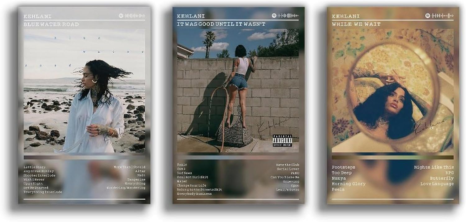Kehlani Poster BLUE WATER ROAD WHILE WE WAIT Album 3 Piece Set (Paper and Canvas) Art Poster Printing Print