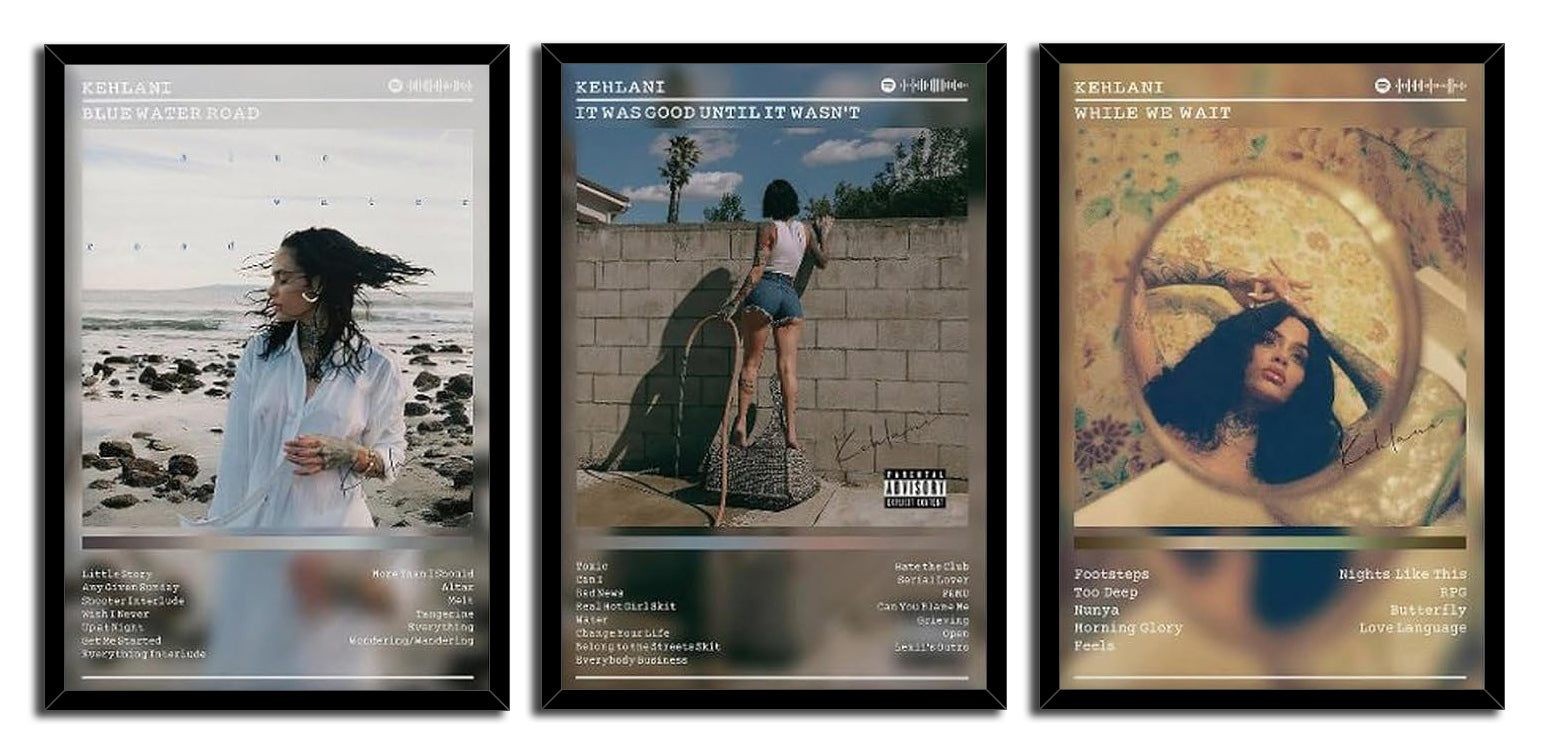 Kehlani Poster BLUE WATER ROAD WHILE WE WAIT Album 3 Piece Set (Paper and Canvas) Art Poster Printing Print