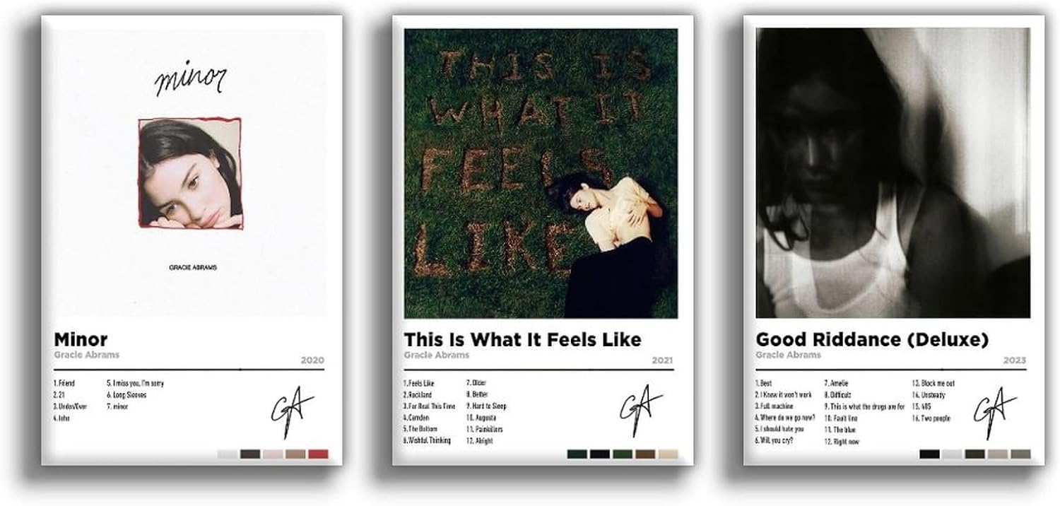 Gracie Abrams Poster Minor Album 3 Piece Set (Paper and Canvas) Art Poster Printing Print